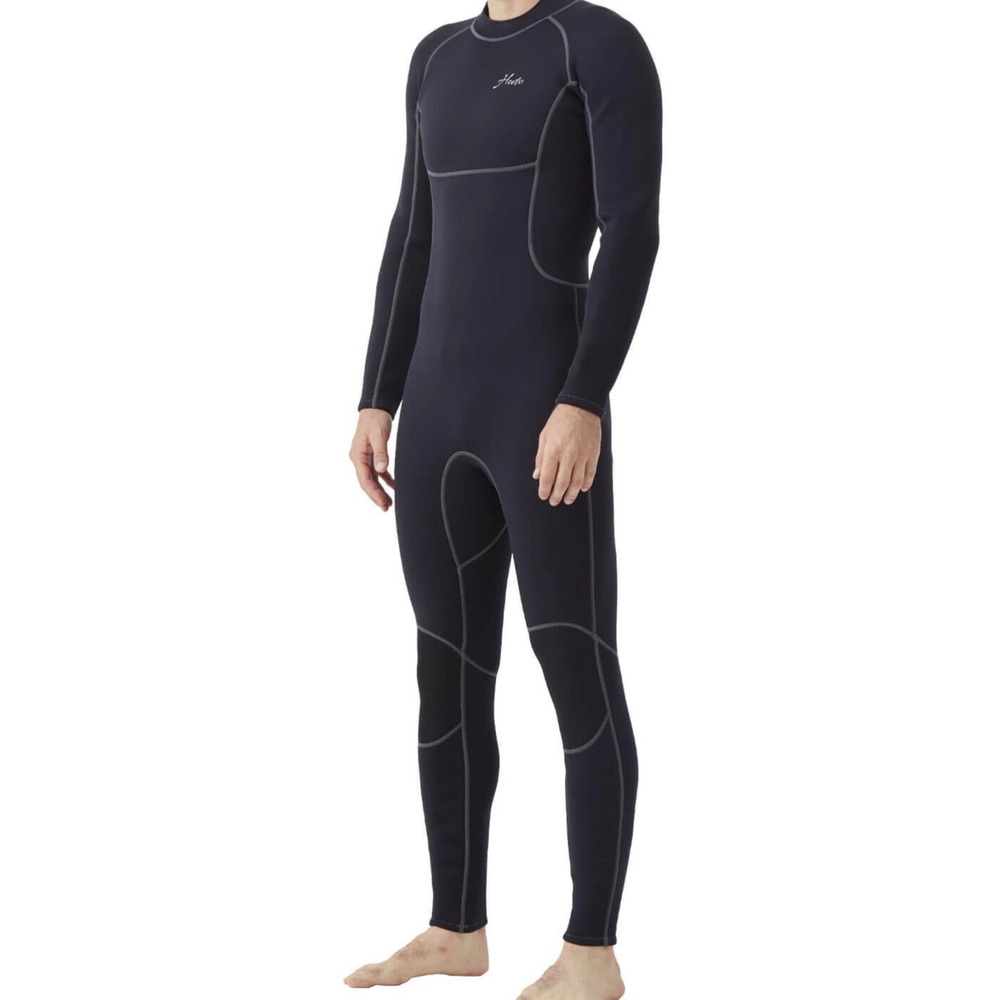Hevto Wetsuit Mens M Black New 3/2mm Neoprene Back Zip Full Body Surf Dive Suit